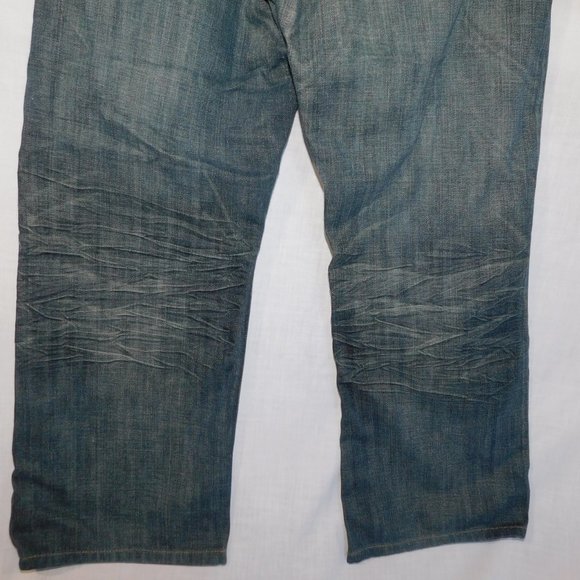 GAP 1969 Mens 32 x 28 Button Fly Loose Straight Fit Dark Worn Blue Jeans *READ* - Picture 9 of 9